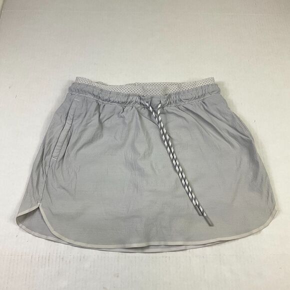 Athleta Womens Crest Skort Gray Skirt Shorts Stretch Drawstring Pull On Size 6 - Picture 1 of 11